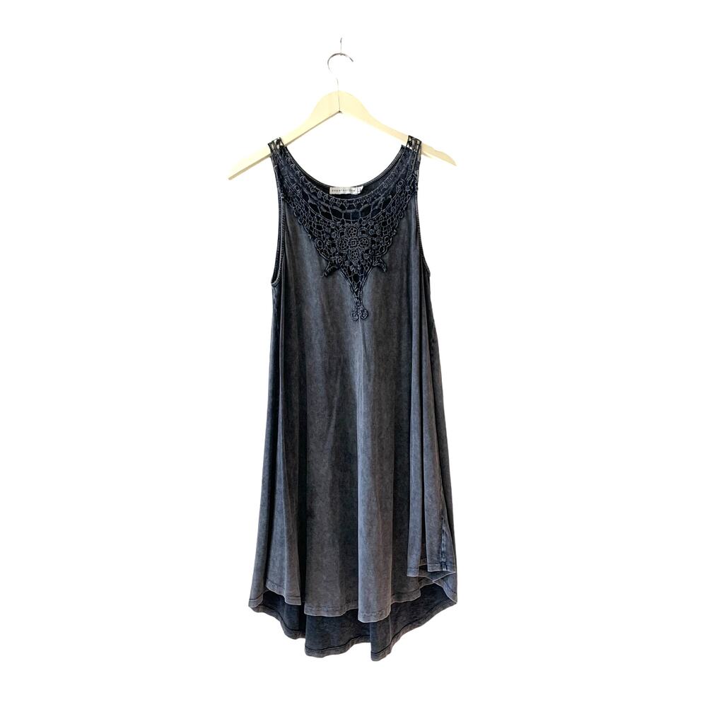 Paper Crane Gray Lace Neckline Summer Dress Size Small Heather Gray Boho